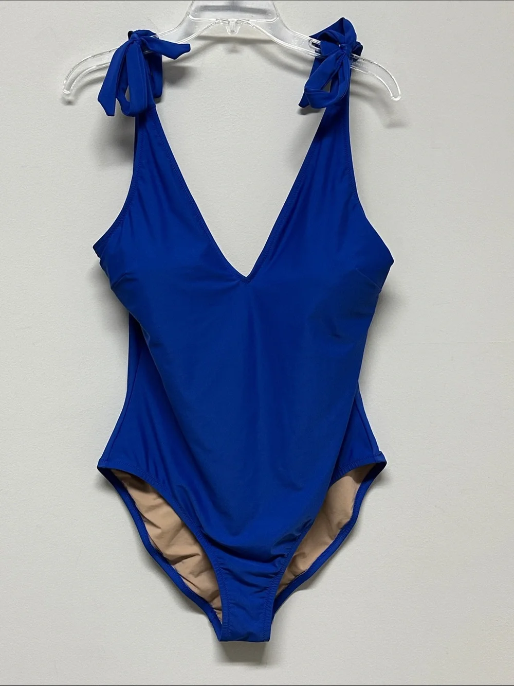 J. Crew Royal Blue Tie-Shoulder One-Piece Lined Swimsuit size XL